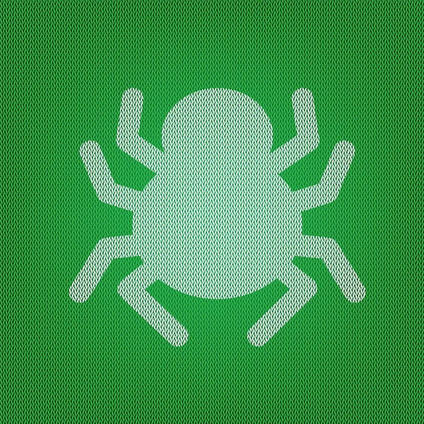 Spider sign illustration. white icon on the green knitwear or wo — Stock Vector