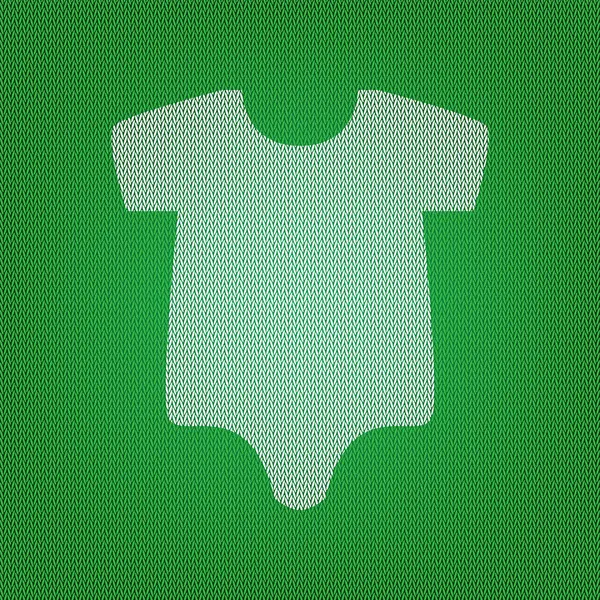 Μωρό σημάδι εικονογράφηση. λευκό εικονίδιο στο πράσινο πλεκτά ή το μαλλί — Διανυσματικό Αρχείο