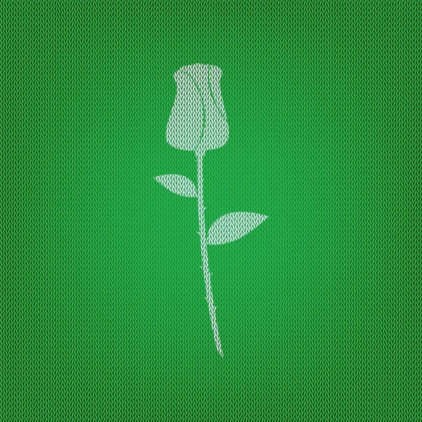 玫瑰标志图。白色图标上的绿色针织或羊毛 — 图库矢量图片