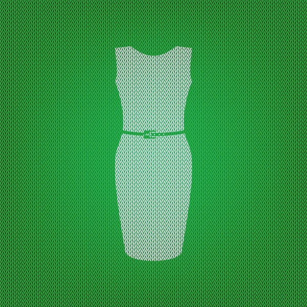 Ілюстрація до знаку одягу. біла ікона на зеленому трикотажі або гулі — стоковий вектор