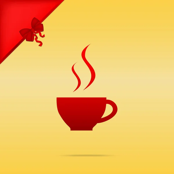 Una taza de café. Cristmas diseño icono rojo sobre fondo dorado . — Vector de stock