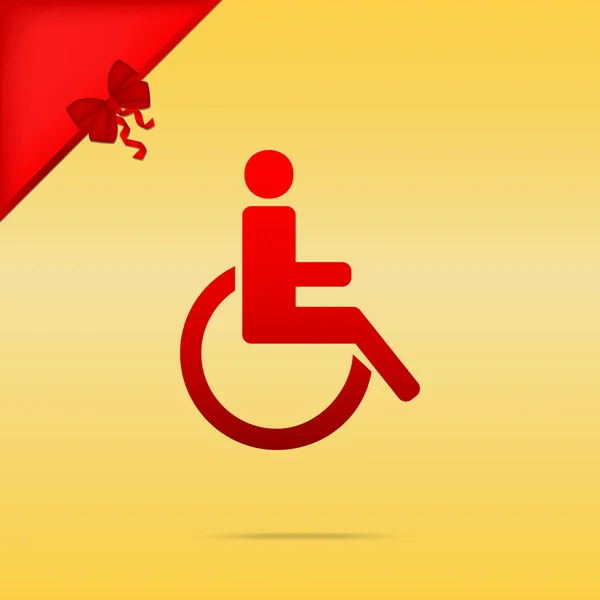 Handicap teken de afbeelding. CRISTMAS ontwerpen rode pictogram op goud bac — Stockvector