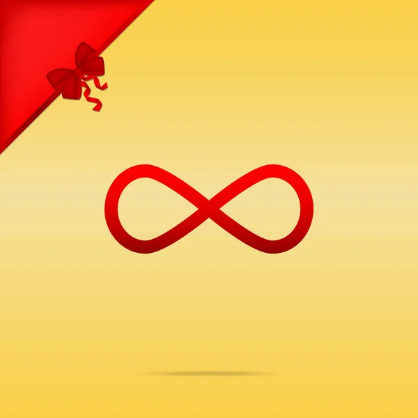 Ilustracja nieograniczone symbol. Cristmas projektowanie czerwona ikona na złoto — Wektor stockowy