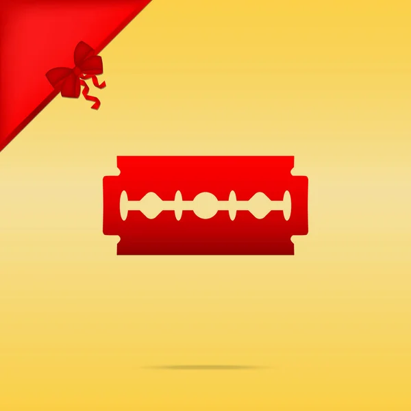 Panneau de lame de rasoir. Cristmas design icône rouge sur fond doré . — Image vectorielle