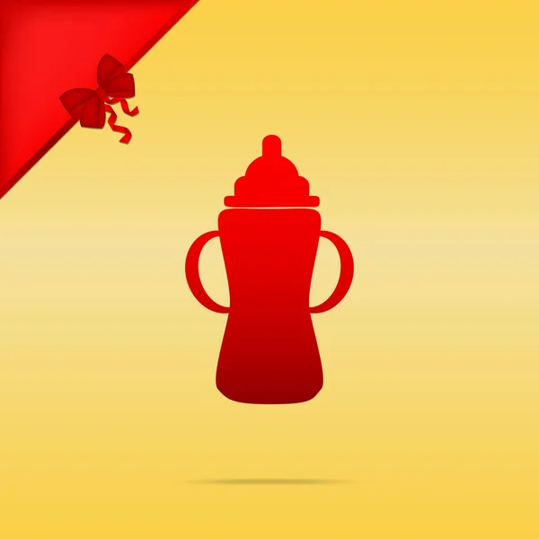 Segno del biberon. Cristmas design icona rossa su sfondo oro . — Vettoriale Stock