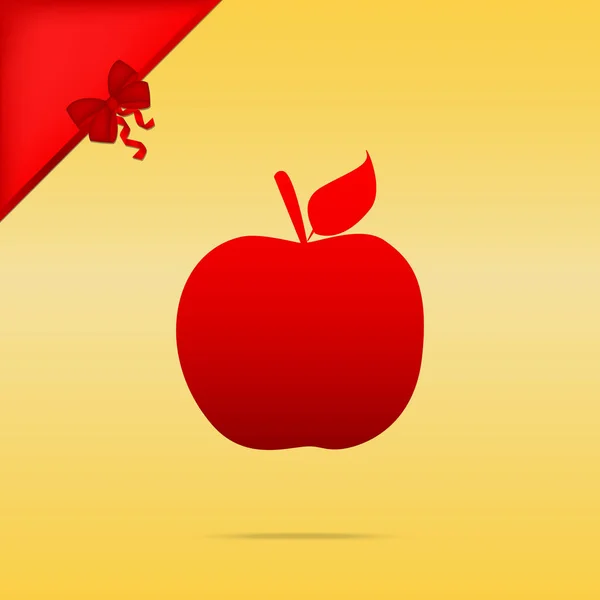 Apfelschild-Illustration. cristmas design red icon auf gold backgr — Stockvektor