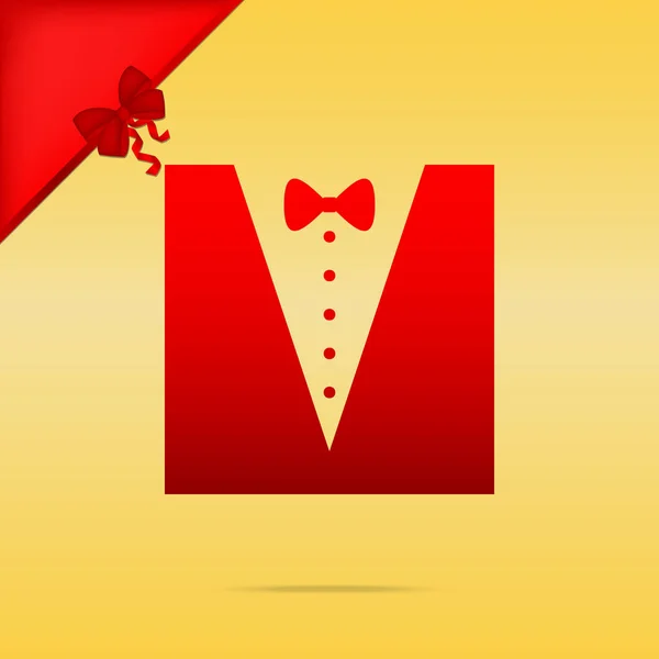 Smoking mit Bogensilhouette. Cristmas Design rotes Symbol auf gold bac — Stockvektor