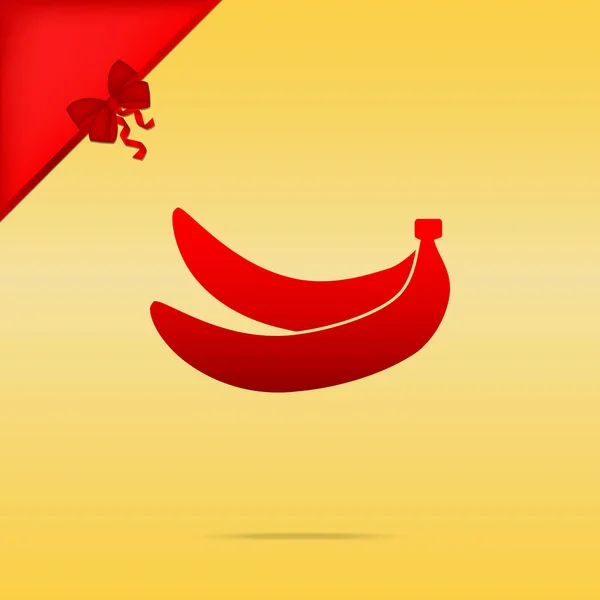 Banana sinal simples. Cristmas design ícone vermelho no fundo de ouro . — Vetor de Stock