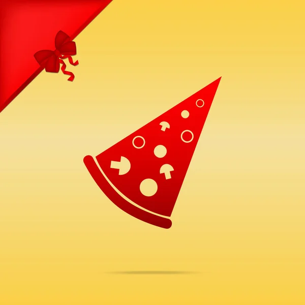 Pizza sinal simples. Cristmas design ícone vermelho no fundo de ouro . —  Vetores de Stock