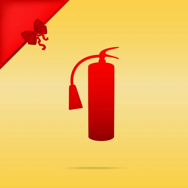 Señal del extintor de incendios. Cristmas diseño icono rojo en el backgro de oro — Archivo Imágenes Vectoriales