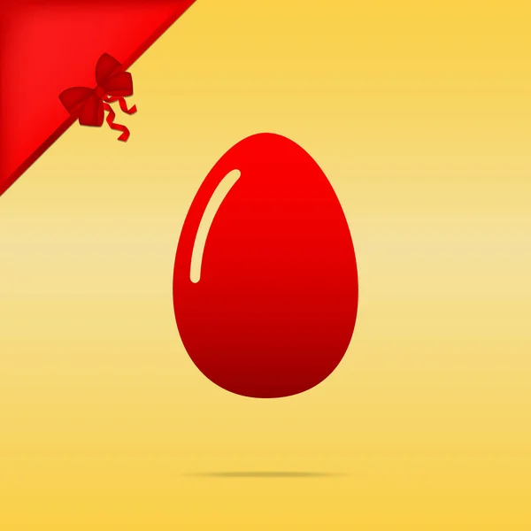 Chiken oeuf signe. Cristmas design icône rouge sur fond doré . — Image vectorielle