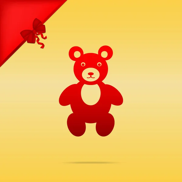 泰迪熊签署的插图。圣诞前夜设计金 b 上的红色图标 — 图库矢量图片