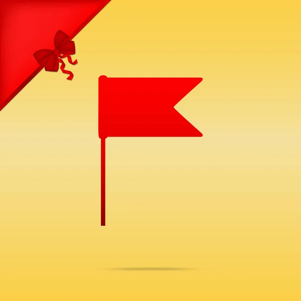Flag logga illustration. Cristmas design röd ikon på guld backgro — Stock vektor