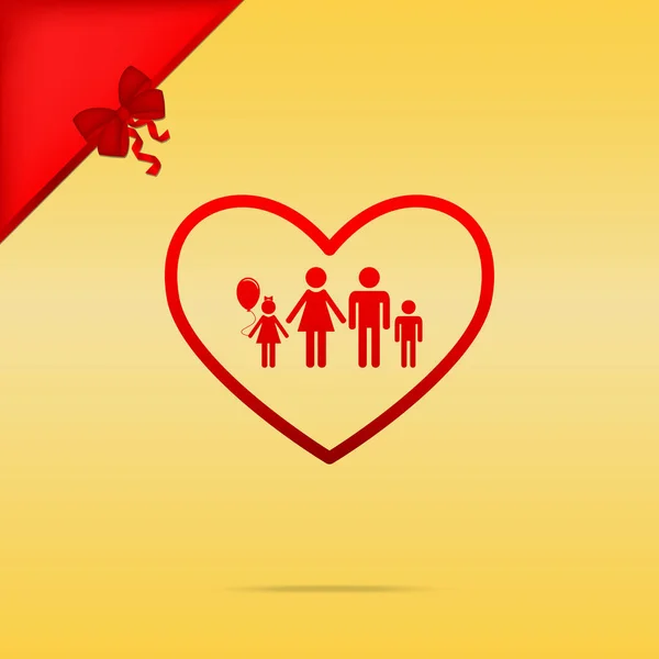 Aile işareti illüstrasyon kalp şeklinde. Noel kırmızı ICO Tasarla — Stok Vektör