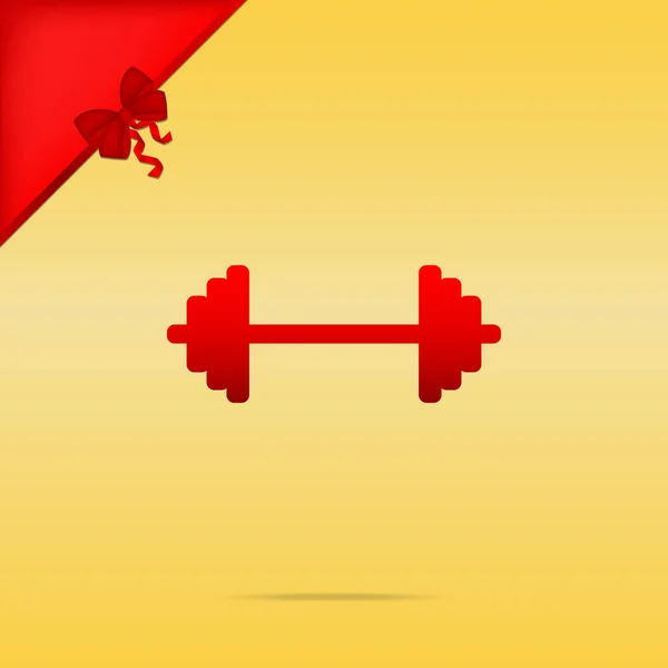 Hantelhantelzeichen. Cristmas Design rotes Symbol auf goldenem Hintergrund — Stockvektor