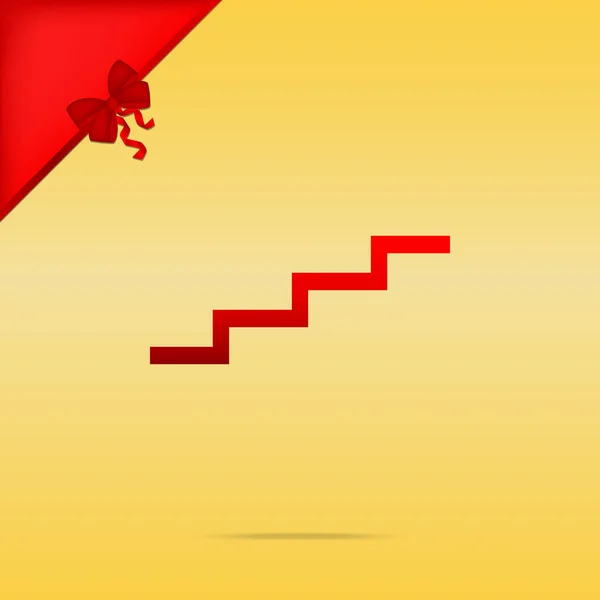 Stair up sign. Cristmas design red icon on gold background. — Stock Vector