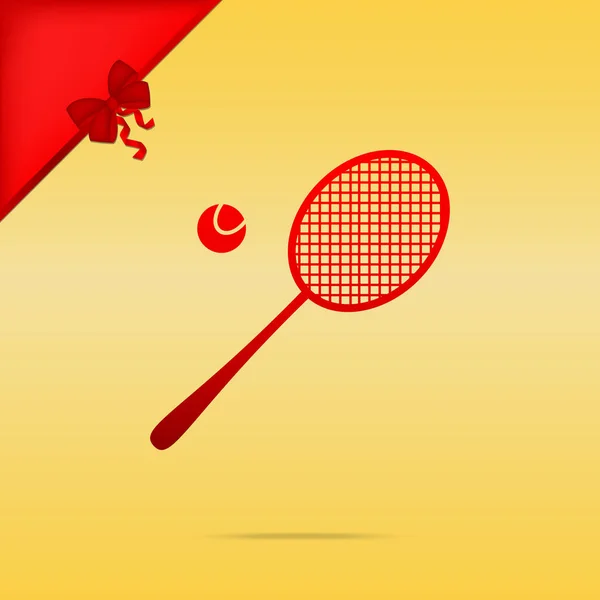 Segno racchetta da tennis. Cristmas design icona rossa su sfondo oro — Vettoriale Stock