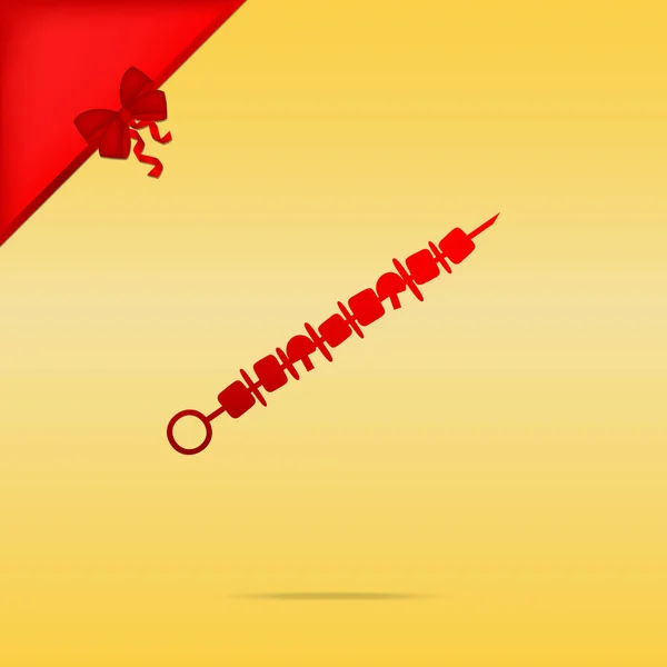 꼬치 로그인 시 케밥입니다. Cristmas 골드 바에 빨간색 아이콘 디자인 — 스톡 벡터