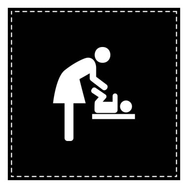 Kadın ve bebek, Bebek değiştirme simgesi. Siyah beyaz b karesinde