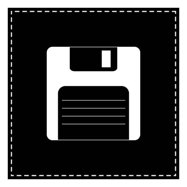 Disket işareti. Beyaz arka planda siyah yama. İzole.