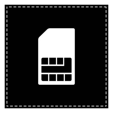SIM kart işareti. Beyaz arka planda siyah yama. İzole.