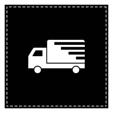 Teslimat işareti illüstrasyon. Beyaz arka planda siyah yama. ISO