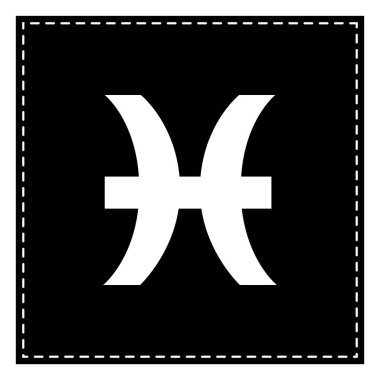 Balık illüstrasyon işareti. Beyaz arka planda siyah yama. Isola