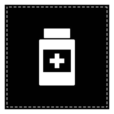 Tıbbi ambalaj işareti. Beyaz arka planda siyah yama. İzole