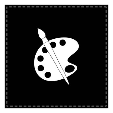 Palet ve fırça oturum açın. Beyaz arka planda siyah yama. İzole