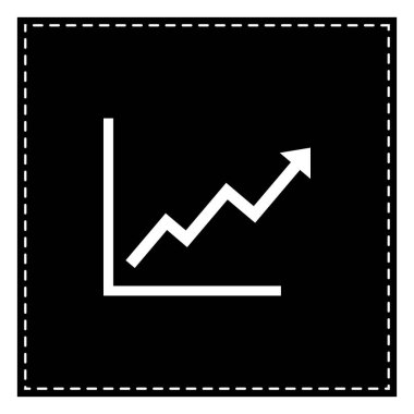 Çubuk grafik işareti büyüyen. Beyaz arka planda siyah yama. Isol