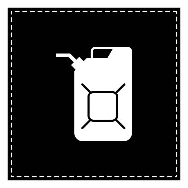 Bidon petrol işareti. Jerry can petrol işareti. Beyaz arka yüzündeki siyah yama