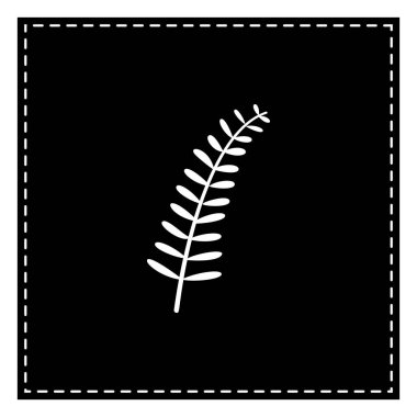 Zeytin dal işareti. Beyaz arka planda siyah yama. İzole.