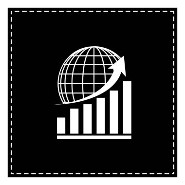 Dünya ile büyüyen grafiği. Beyaz arka planda siyah yama. Isola