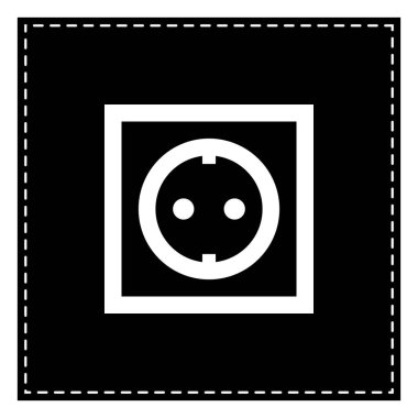 Elektrik soketi işareti. Beyaz arka planda siyah yama. İzole