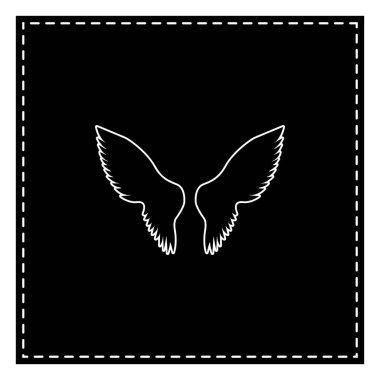 Kanatları illüstrasyon işareti. Beyaz arka planda siyah yama. Isolat