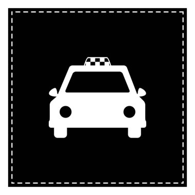 Taksi işareti illüstrasyon. Beyaz arka planda siyah yama. İzole