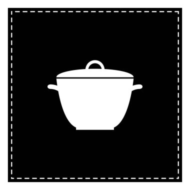 Tencere basit kayıt. Beyaz arka planda siyah yama. İzole.