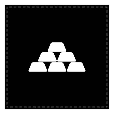 Altın basit kayıt. Beyaz arka planda siyah yama. İzole.