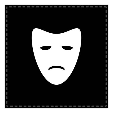 Trajedi Tiyatro maskeleri. Beyaz arka planda siyah yama. Isola