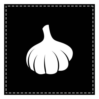 Sarımsak basit kayıt. Beyaz arka planda siyah yama. İzole.