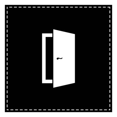 Kapıyı işaret illüstrasyon. Beyaz arka planda siyah yama. İzole