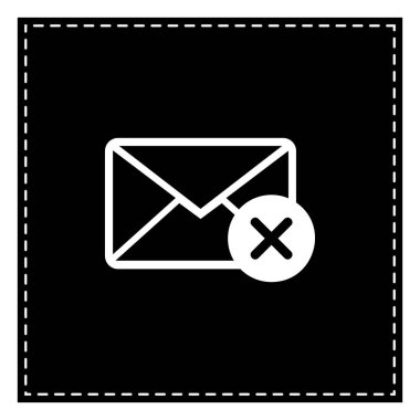 Posta işareti illüstrasyon cacel işareti. Siyah beyaz bac karesinde