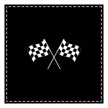 Damalı bayrak logo mo kavramsal rüzgarda sallayarak geçti