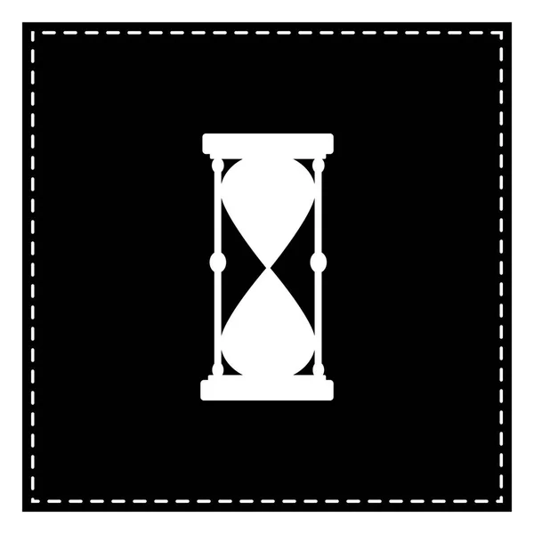 Signo de reloj de arena ilustración. Parche negro sobre fondo blanco. Es — Vector de stock