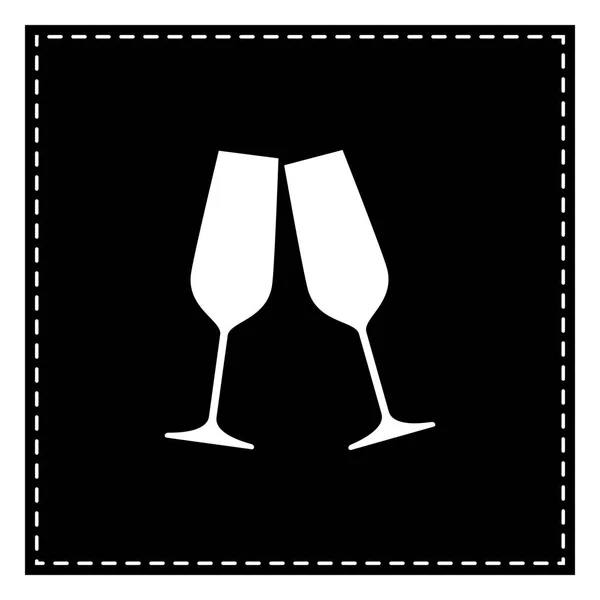 Sparkling champagne glasses. Black patch on white background. Is — Stock Vector