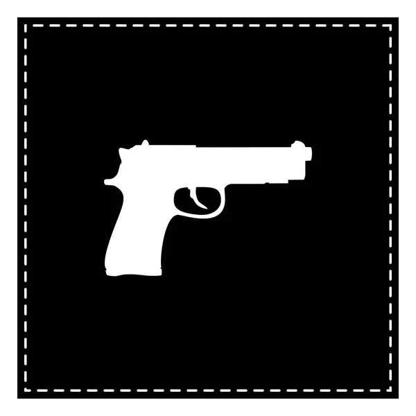 Signo de pistola ilustración. Parche negro sobre fondo blanco. Aislado — Vector de stock