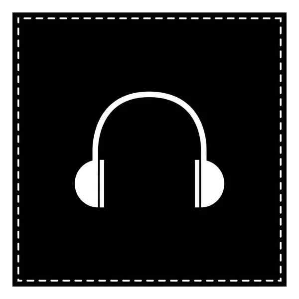 Auriculares signo ilustración. Parche negro sobre fondo blanco. Yo... — Vector de stock