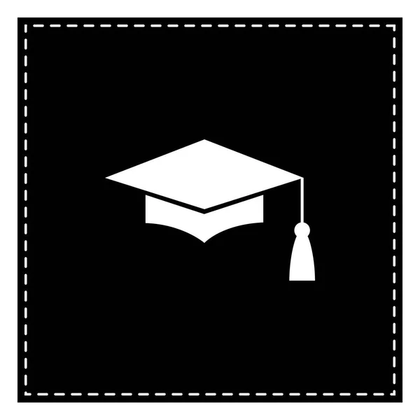 Mörtelbrett oder Abschlussmütze, Bildungssymbol. schwarzer Fleck auf — Stockvektor