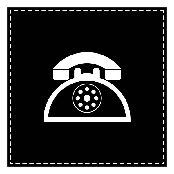 Retro telephone sign. Black patch on white background. Isolated. — Stock Vector