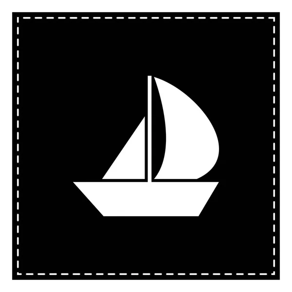 Знак "Парусная лодка". Черный пластырь на белом фоне. Isolated . — стоковый вектор